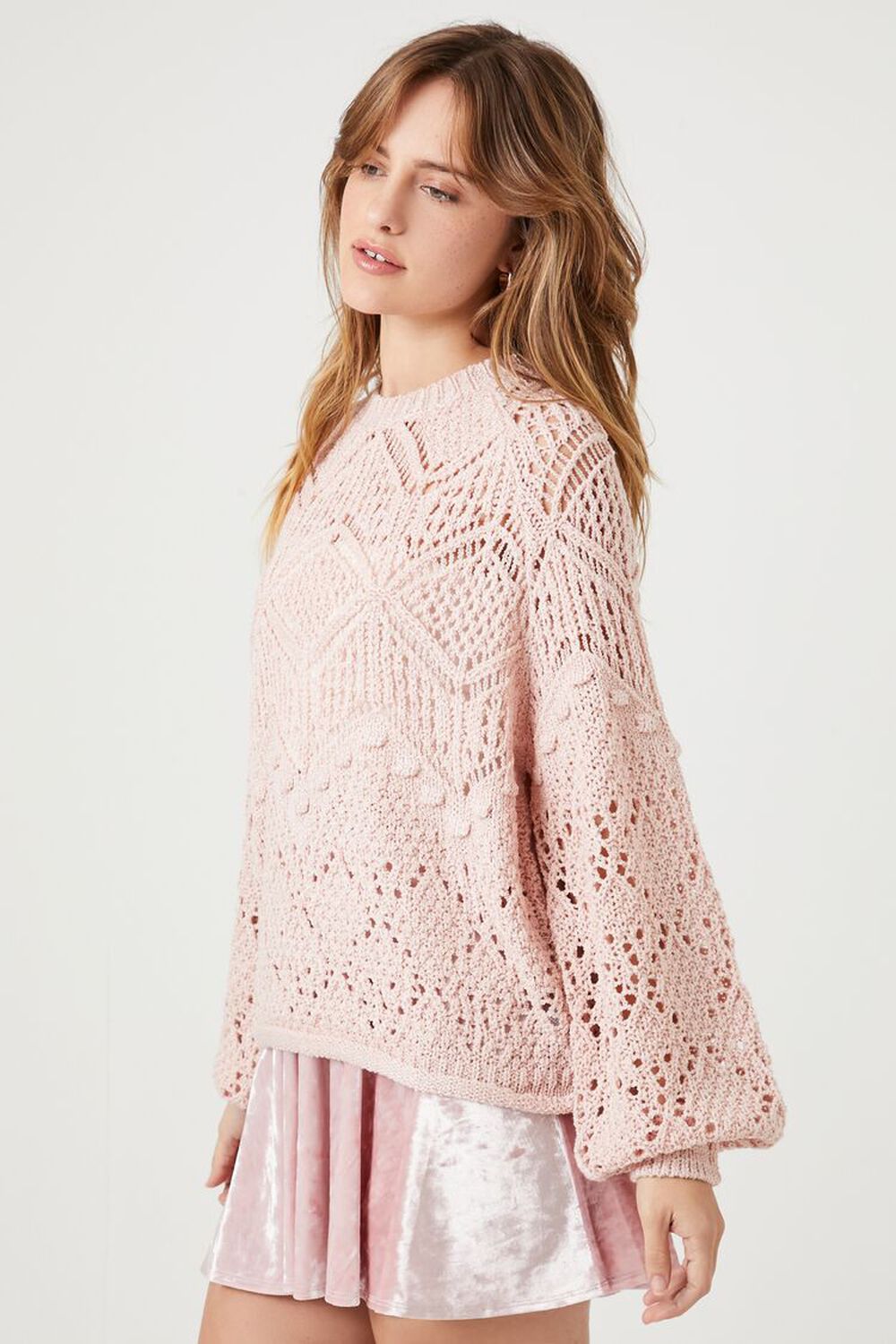 Crochet Balloon-Sleeve Sweater